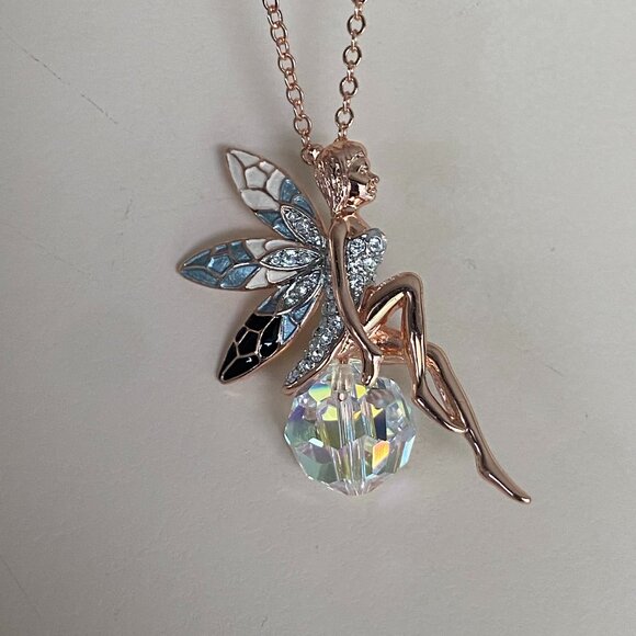 Butler FAC Rose Gold Tone Fairy AB Crystal Necklace - Picture 3 of 9